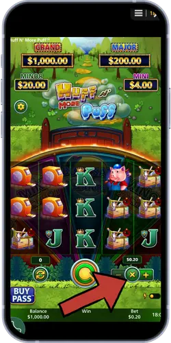 Selector de apuesta en Huff n Puff desde 0,20 €